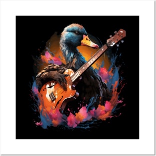 Swan Playing Guitar Posters and Art